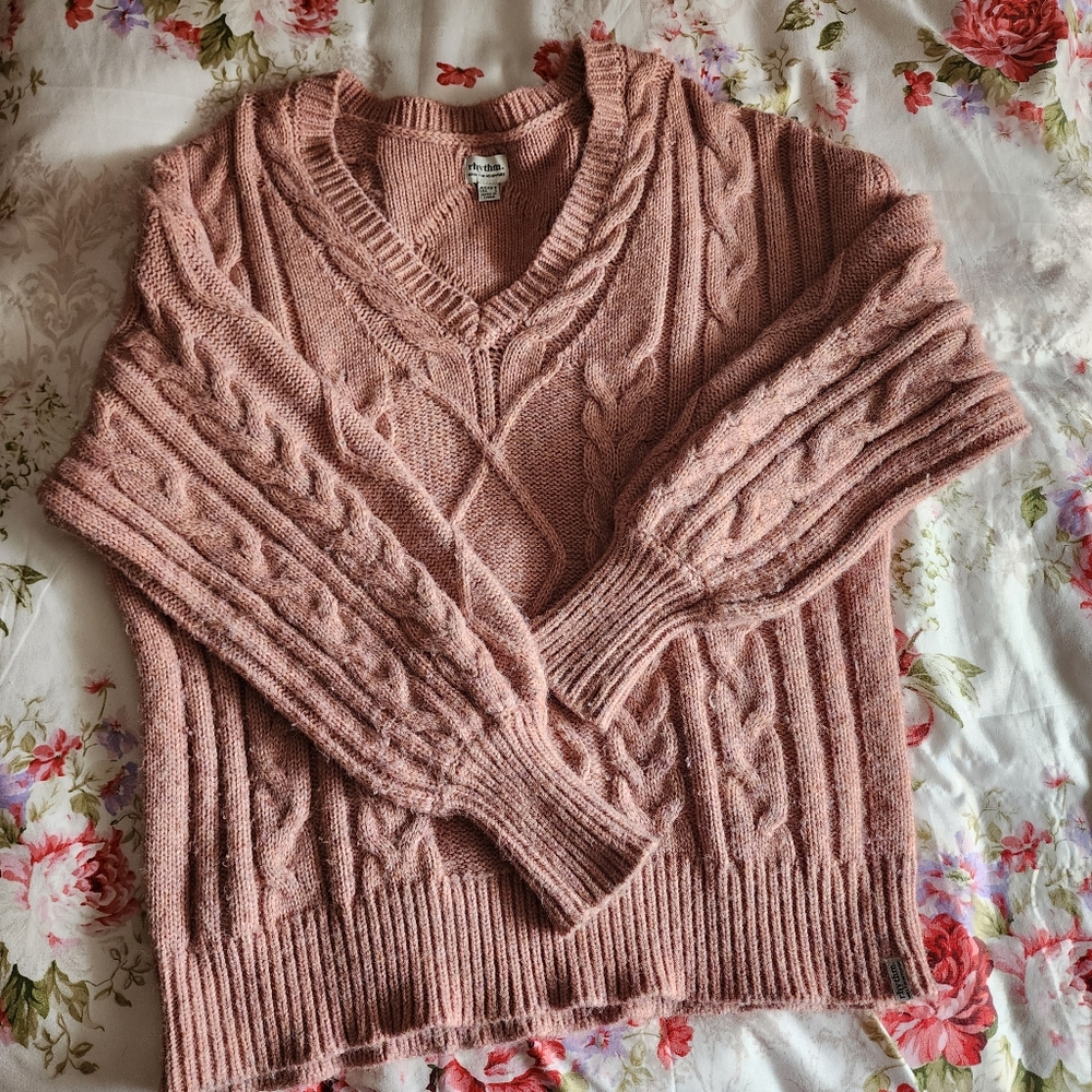 Women's Pink Cable Knit Sweater